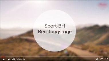 Werbevideo mit dem Schriftzug "Sport-BH Beratungstage".