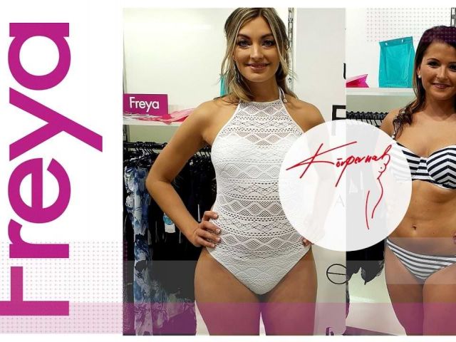 Zwei Models tragen die neue Sommerbademode von der Marke Freya.