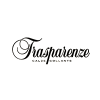 "Trasperenze calze collants" auf weißem Grund in schwarzer geschwungener Schrift.