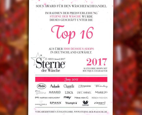 Zertifikat SOUS Award 2017 für Körpernah-Berlin.