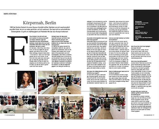Artikel im Sous Magazin über Caroline Kratzsch, Gründerin von Körpernah in Berlin.